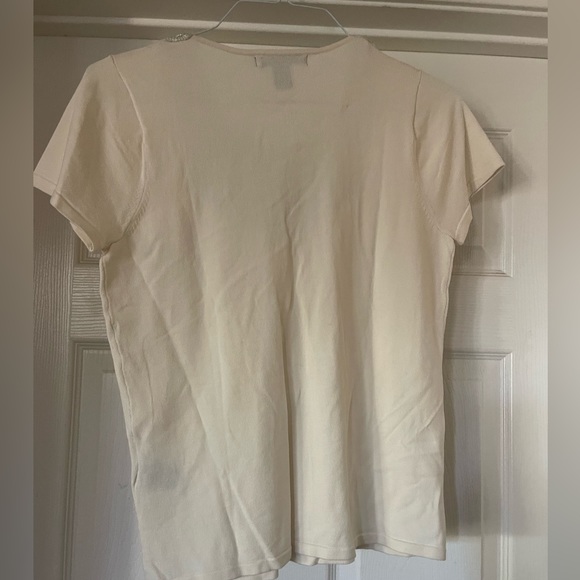 C’est coty women’s top.  Ivory with embellishment around collar. EUC size M - Picture 3 of 3